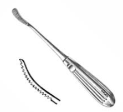 Bone File #92a, Single-Ended, 2.0 Mm Wide, File Outside, Backward Cutting, Angled W/ Serrations, 6" (15.0 Cm)